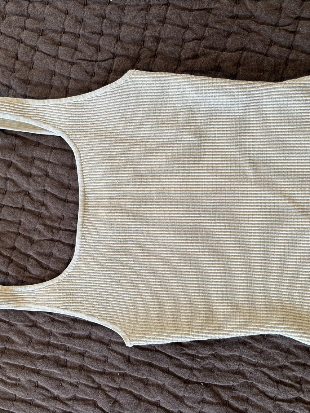 Aritzia Ribbed Scoop Tank — Cream